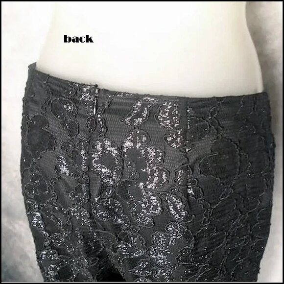 Vintage Black Lace Pants Bootcut with Sparkle, 80s Camp - Picture 6 of 16